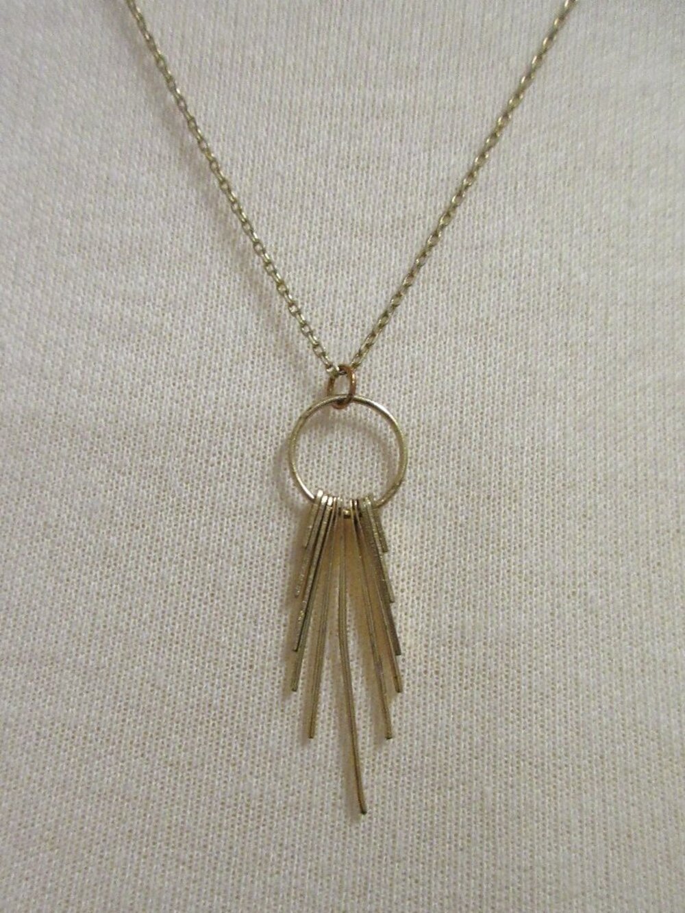 Oliver Bonas Goldtone Brass Aida Fine Circle & Fan Drop Pendant Necklace
